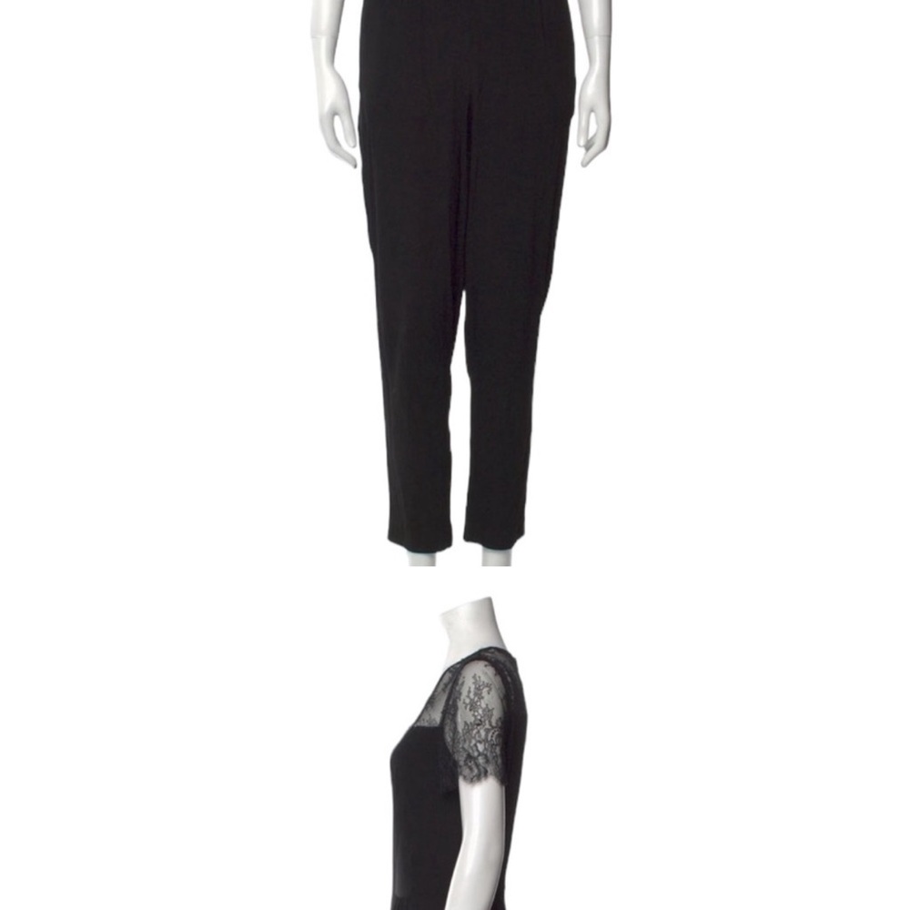 Sandro Purete Lace Detail Tapered Ankle Leg Jumpsuit Black Size 8 - Picture 3 of 10
